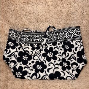 Vera Bradley Floral Black and White Tote Bag Large